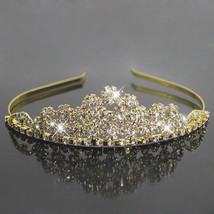 Bridal Crystal Princess Tiaras and Crowns Elegant Gold Hairbands Rhinestone Wedd - £7.25 GBP