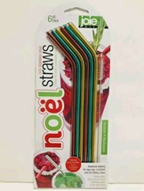 JOIE Noel 6 pc Stainless Steel Reusable Straws w/ Cleaning Brush Green R... - £3.97 GBP