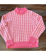 T H M L Anthropology Pink Houndstooth Mock neck Sweater Size  Small - $23.36