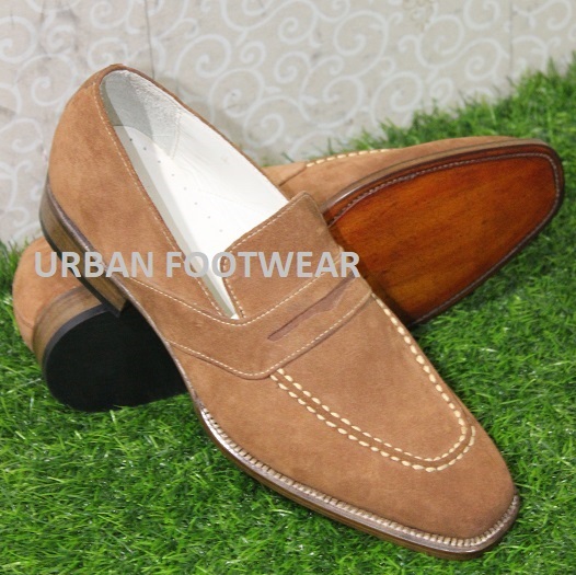 New Men's Formal Handmade Shoes Genuine Leather Brown Suede Loafers & Slip On