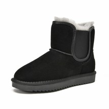 Snow Boots Women Kid Suede Leather Chelsea Boots Elastic Band Jagged Sole Ladies - £113.51 GBP