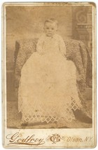 Circa 1880&#39;S Cabinet Card Adorable Baby In Long White Dress Godfrey Olean, Ny - £7.46 GBP