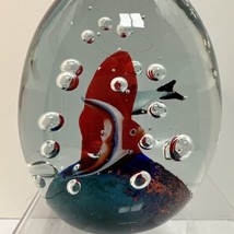 Vintage Egg Shaped Art Glass Fish Aquarium Paperweight 4.5 Inches - £31.65 GBP