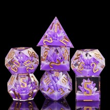 Sharp Edges Dnd Dice, 7 Pcs D&amp;D Dice, Handcrafted Polyhedral Dice Set, F... - £34.70 GBP