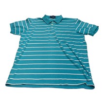 Claybrooke Polo Shirt Men&#39;s XL Blue White Striped Cotton Short Sleeve Co... - £13.33 GBP