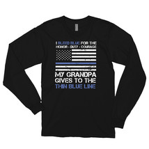 Thin Blue Line Family Shirt   American Flag Proud Grandpa Long sleeve t-shirt - £23.72 GBP