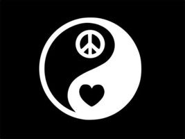 Yin Yang Peace Heart Love Vinyl Decal Car Wall Laptop Sticker Choose Size Color - £2.21 GBP+