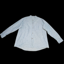 Lee Valley Ireland Men&#39;s Extra Large Grandfather Shirt Blue Striped Band... - $41.81 CAD