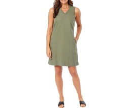 Briggs Ladies&#39; Size 3X, Sleeveless Linen Blend Dress, Green - $21.99