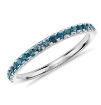 Natural London Blue Topaz Half Eternity Wedding Matching Band, Gift For Her - £70.39 GBP