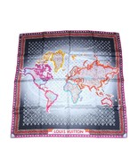 Louis Vuitton Schal World map 86 CM Monogramm Seide 34” Zoll Grau Lila YA29 - $531.05
