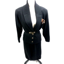 St John Couture Size 8 Knit Skirt Suit Set With Belt Size 8 Vintage - £309.60 GBP
