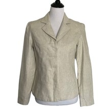 Isaac Mizrahi Women&#39;s Size 6 Blazer Jacket Metallic Gold Linen Blend Button - £12.42 GBP