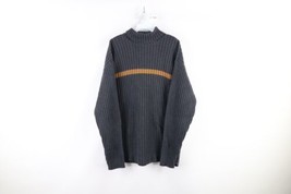 Vintage 90s Streetwear Mens XLT Faded Chunky Ribbed Knit Turtleneck Sweater Gray - £50.35 GBP