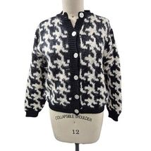 80s VTG  Kerri Kelsey Mohair  Houndstooth Button Cardigan Cozycore Sweat... - $46.48