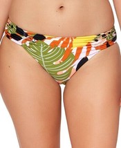 bar III Womens Tropical-Print Ruched Bikini Bottoms,Green,Medium - $39.55