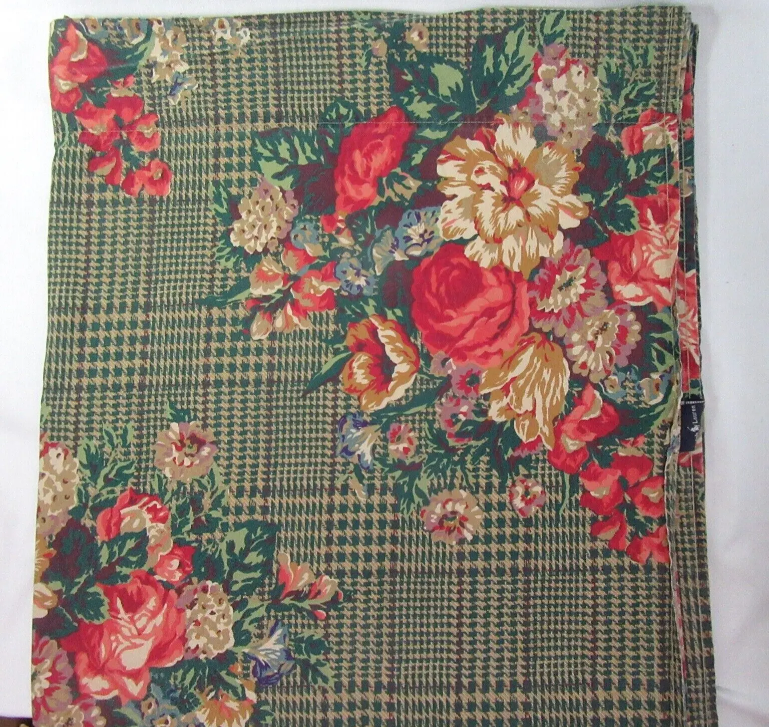 Ralph Lauren Catherine Floral Houndstooth Queen Flat Sheet #1 - $170.00