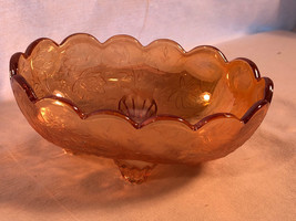 Floragold Iridescent 4 Footed Candy Dish Mint Depression Glass - £16.01 GBP
