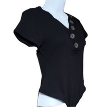 Derek Heart Bodysuit Womens Size Large Black Ribbed - £6.35 GBP