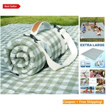 Portable Foldable Beach and Picnic Blanket - Cute Gingham Pattern, Water... - $71.23