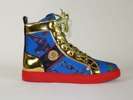 Mens High Top Shoes FIESSO by AURELIO GARCIA Chain Medusa Celebrity 2421 Blue image 6