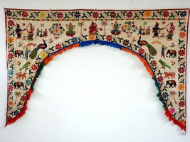 Vintage Welcome Gate Toran Door Valance Window Décor Tapestry Wall Hanging DV57 - £138.41 GBP
