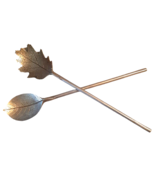 Mariposa Cast Aluminum Salad Servers Vintage 1992 Leaf Pattern Spoon Fork - £21.45 GBP