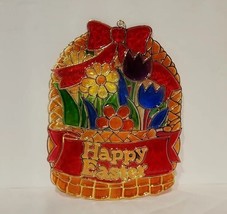 Vintage New Design Inc Happy Easter Easter Basket with Flowes Sun Catcher - £7.78 GBP