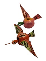 Hummingbirds Set Of 2 Bobble Head Mexican Folk Art Hand Made Garden Lawn... - £7.67 GBP