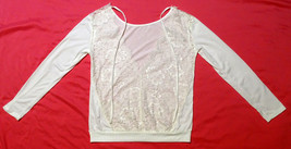 Unbranded women&#39;s long sleeve white top w/ Lace front, size S - £3.10 GBP