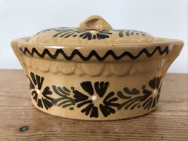 Vtg Terre De Soufflenheim Friedmann Terra Cotta Floral Pottery Pot Lid S... - £62.77 GBP