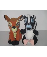 Walt Disney World 7&quot; Bambi Deer &amp; Flower Skunk Beanbag Plush Stuffed Ani... - £9.43 GBP