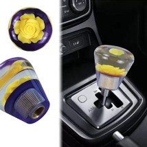 50MM JDM Clear Yellow Real Flowers Diamond Shape Manual Car Gear Shift Knob - £15.12 GBP