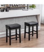 Leather Bar Stools For Kitchen Counter, Man Cave, Farmhouse Island Chair... - £114.34 GBP