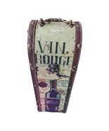 Wooden Decorative Vin Rouge Wine Box w/ Leather Riveted Edge &amp; Hinged Ar... - $26.73