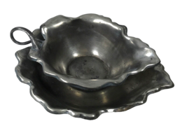 Antique E.G. Webster Quadruple Plate Leaf Shape Gravy Bowl &amp; Dish Web St... - $19.34