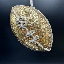 Vintage Gold Sequin Football Push Pin Christmas Ornament Handmade MCM - £11.86 GBP