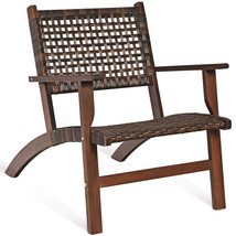 3 Pieces Outdoor Wooden Patio Rattan Furniture Set - Color: Brown - $4,585.17 MXN