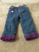 1 Pc Wonder Kids Baby Girls Blue Jeans Fleece Lined Zip Button Size 18 M... - $29.68