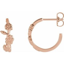 14k Rose Gold Floral Hoop Earrings - £398.80 GBP