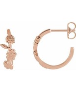 14k Rose Gold Floral Hoop Earrings - £390.13 GBP