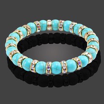 Hot Women Buddha Bracelet Jewelry Natural Crystal Blue Stone Beads Yoga Fitness  - £8.42 GBP