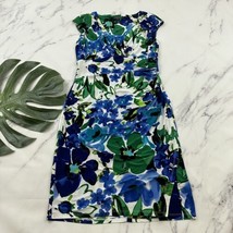 Lauren Ralph Lauren Womens Sheath Dress Size 8 Blue Green Floral Draped ... - $32.66