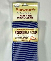 Womens Reversible Scarf Fanwear Blue Stripe / White Pin Dot - £7.62 GBP