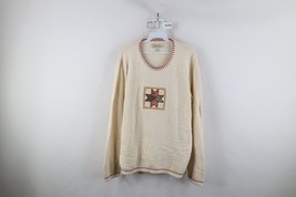Vintage 90s Cabelas Womens Large Textured Quilt Patchwork Knit Crewneck ... - $44.50