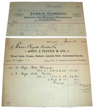 2 1901 Philadelphia Antique Billheads JOHN J. HAYES CO &amp; JAMES BARKER Wo... - $8.99