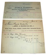 2 1901 Philadelphia Antique Billheads JOHN J. HAYES CO &amp; JAMES BARKER Wo... - £7.05 GBP