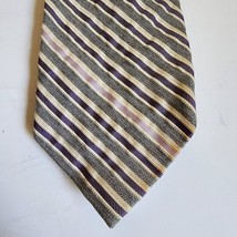 Calvin Klein Tie Mens Necktie Purple Gray Striped Textured 3&quot; x 58&quot; - £3.97 GBP