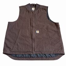 Carhartt Men’s Work Vest Sz XL Brown Canvas Quilted Insulated 104395-DKB... - $69.25