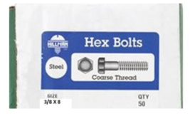 Hillman 190225 Hex Bolt 3/8&quot; D x 8&quot; L, Zinc Plated Steel 50-ct - $44.55